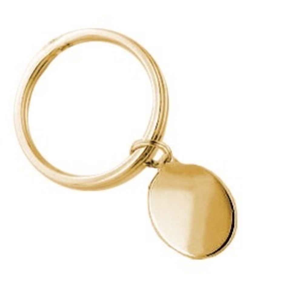 Small Plain Gold Electroplate Oval Keyring